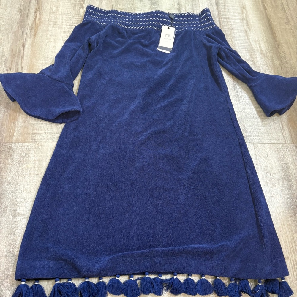 Cabana Life Navy Off The Shoulder Dress XS